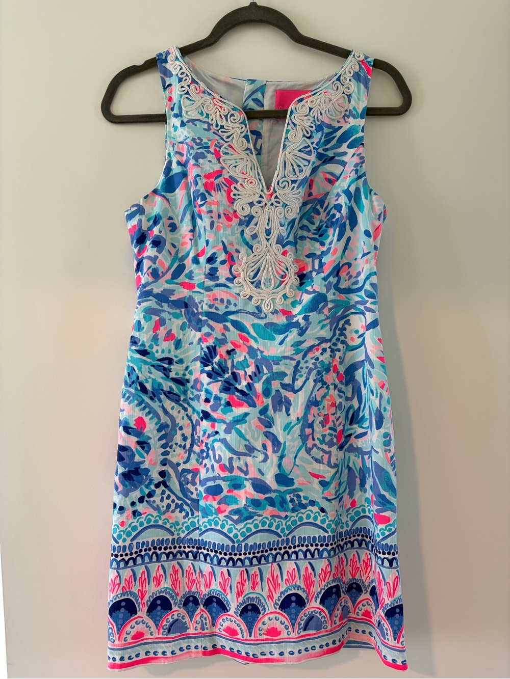 Lilly Pulitzer Sleeveless Blue & Pink Printed Shift Dress size 0